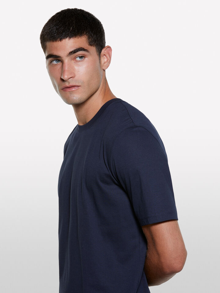 Dark blue regular fit short sleeve t-shirt - men's short sleeve t-shirts - Dark Blue | Sisley image number 4